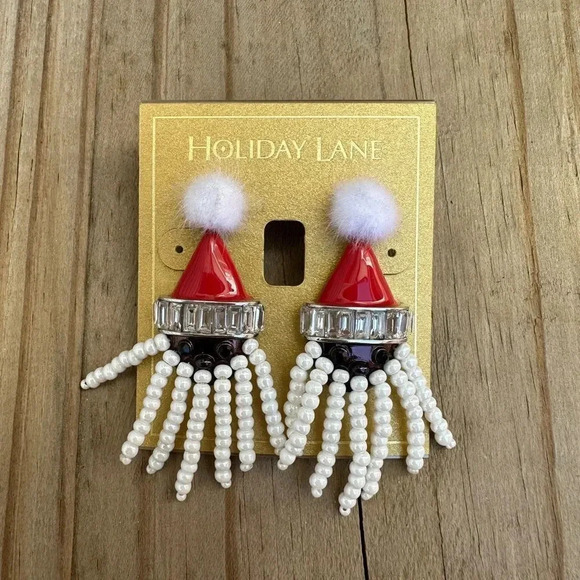 SANTA CHRISTMAS PEARL CHARTER CLUB EARRINGS - Picture 5 of 11
